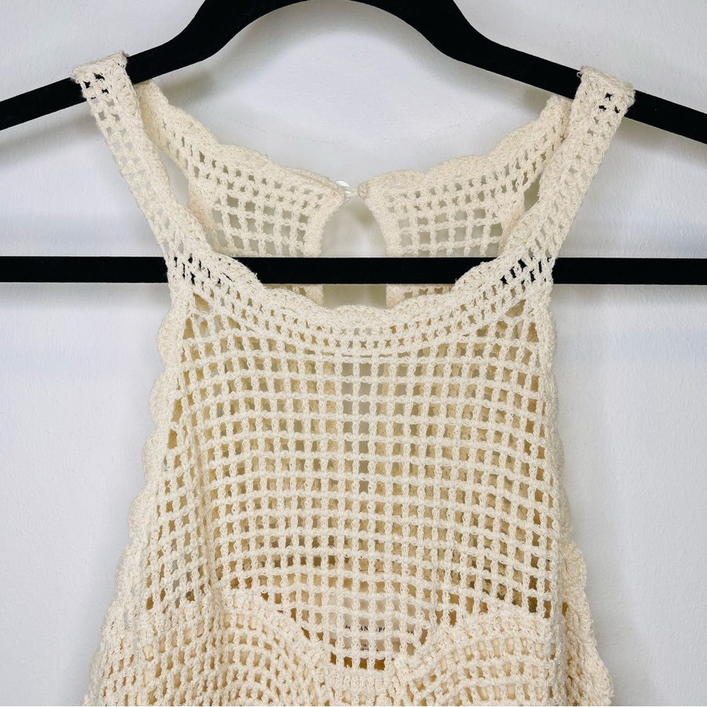 Anthropologie Crochet Halter Sweater Tank Top Cream Color Size Medium - Picture 7 of 12